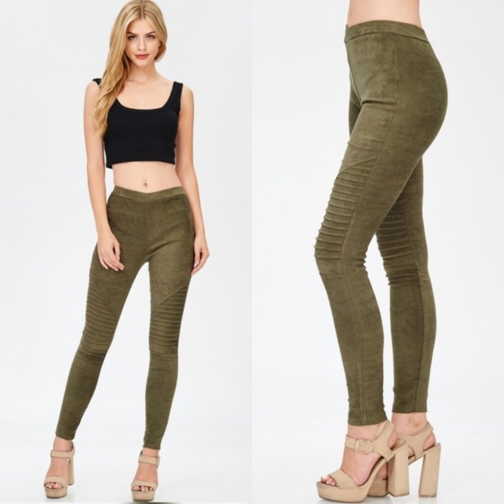 SUEDE MOTO LEGGINGS $55